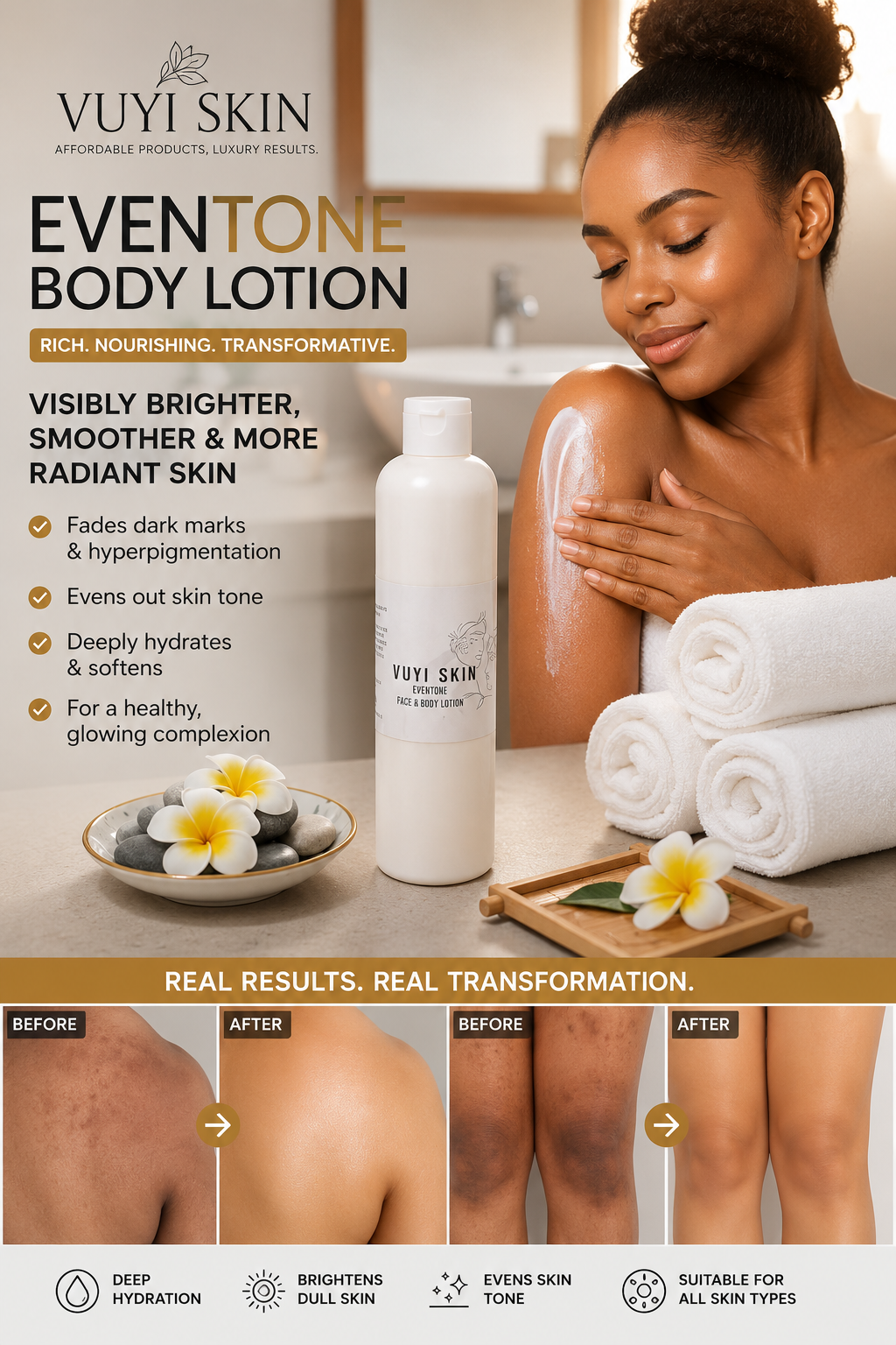 Lightening & Glow Body Lotion 250ml – Dark Inner Thighs, Armpits & Body Glow