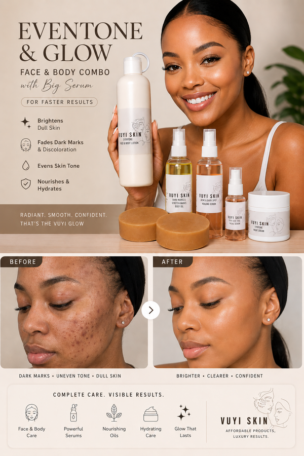 Lightening & Glow Face and Body Combo with Big 100ml Serum – Faster Results for Chubaba, Hyperpigmentation & Dark Inner Thighs