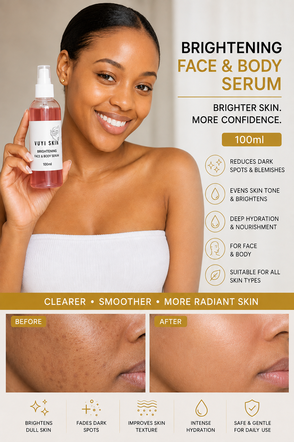 Brightening Face & Body Serum 100ml | VUYI SKIN