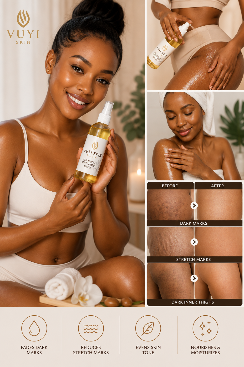 Brightening Body Oil – Dark Marks, Inner Thighs & Stretch Marks