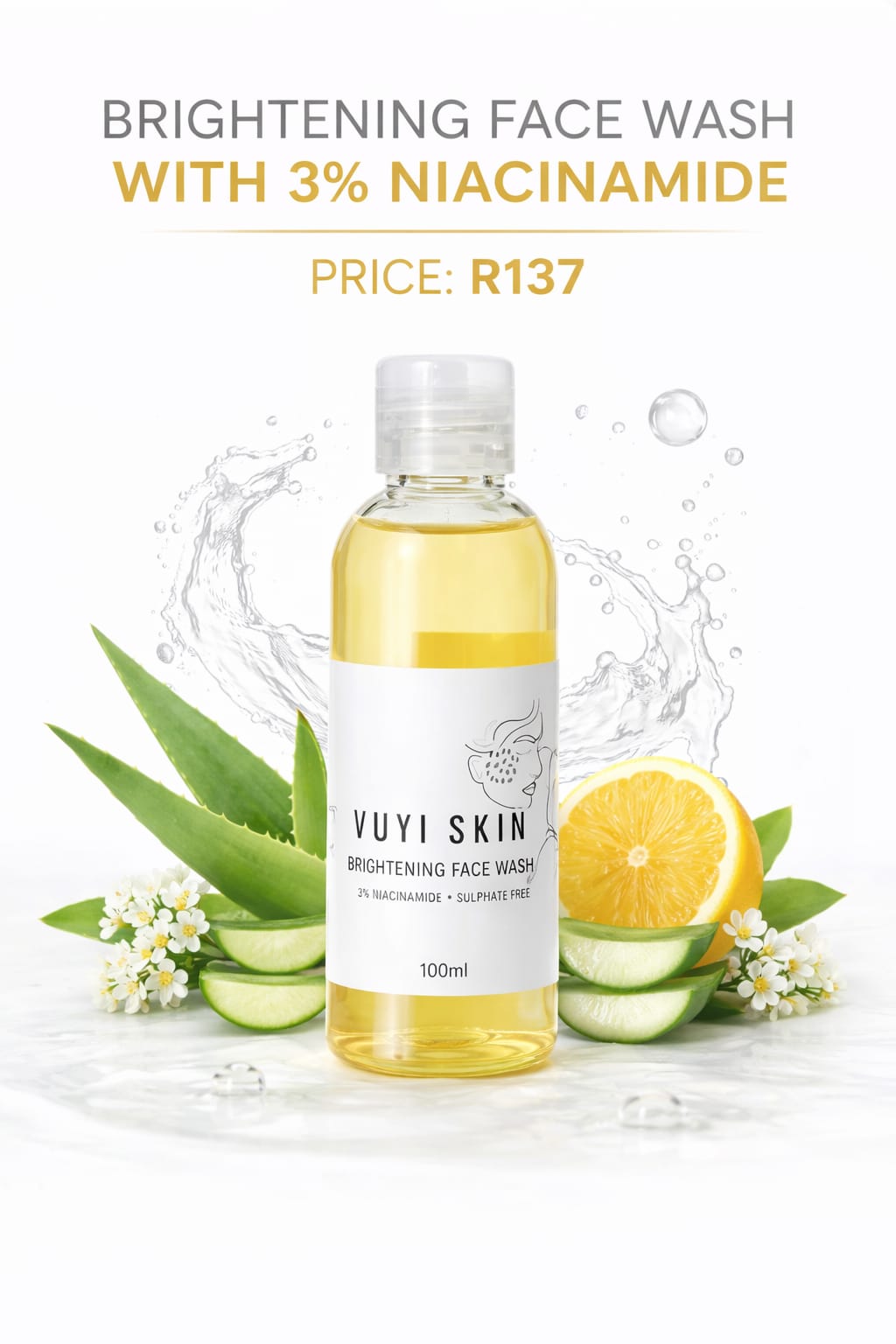 Brightening Face Wash With 3% Niacinamide & 3%Turmeric – Sulphate Free